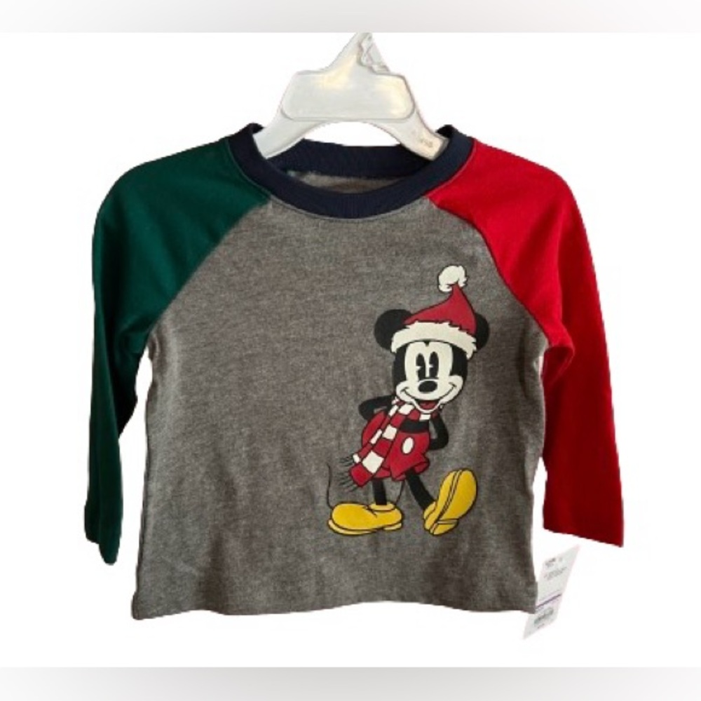 *5/$15* Disney x Jumping Beans - Baby Boys Mickey Christmas LS Tee - 12M